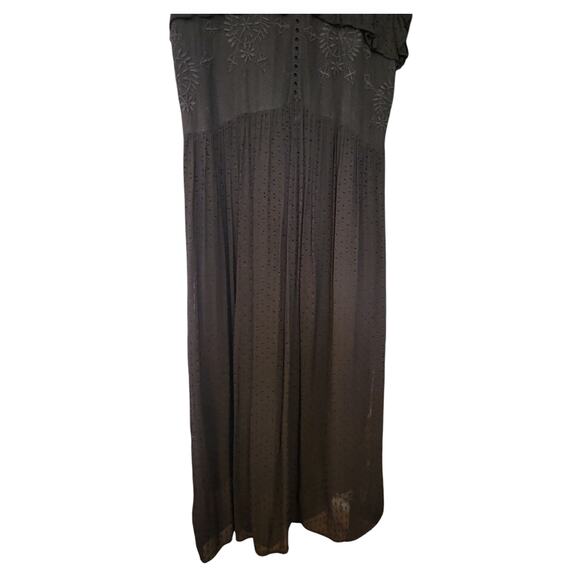 Zara Black Polk a Dot Embroidered Ruffle Maxi Dress Size Medium - Picture 11 of 11